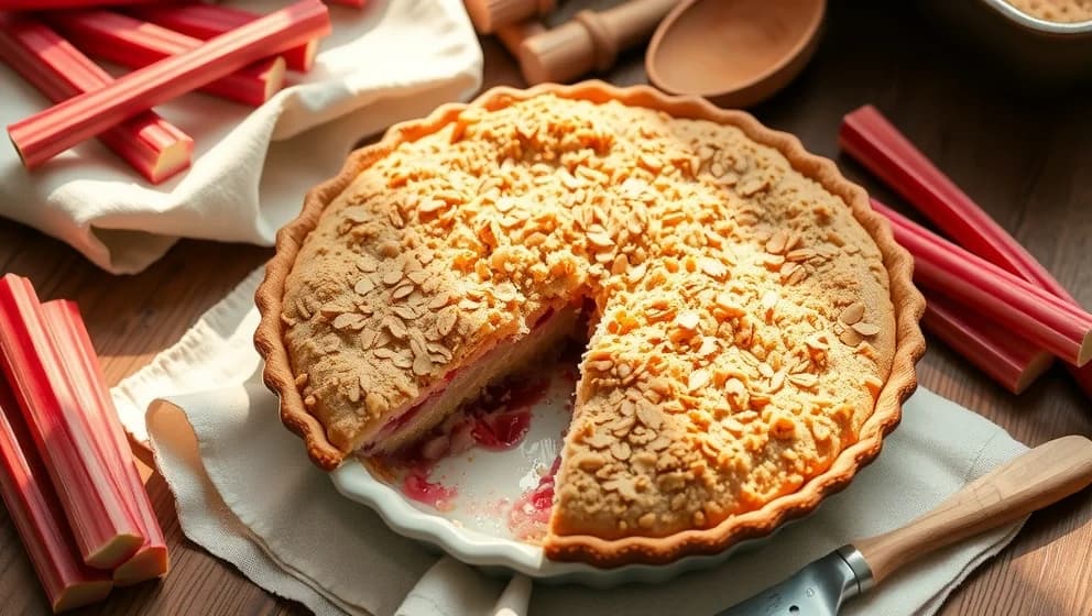 Gammaldags rabarberpaj med havregryn